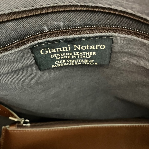 Gianni Notaro Large Leather Bag w Orange Handles - Picture 3 of 5